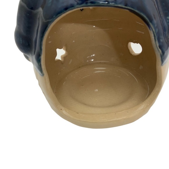 Old World Snowman Candle Votive Holder Glazed Clay Pottery Pierced Cut Outs NWT - Picture 7 of 15